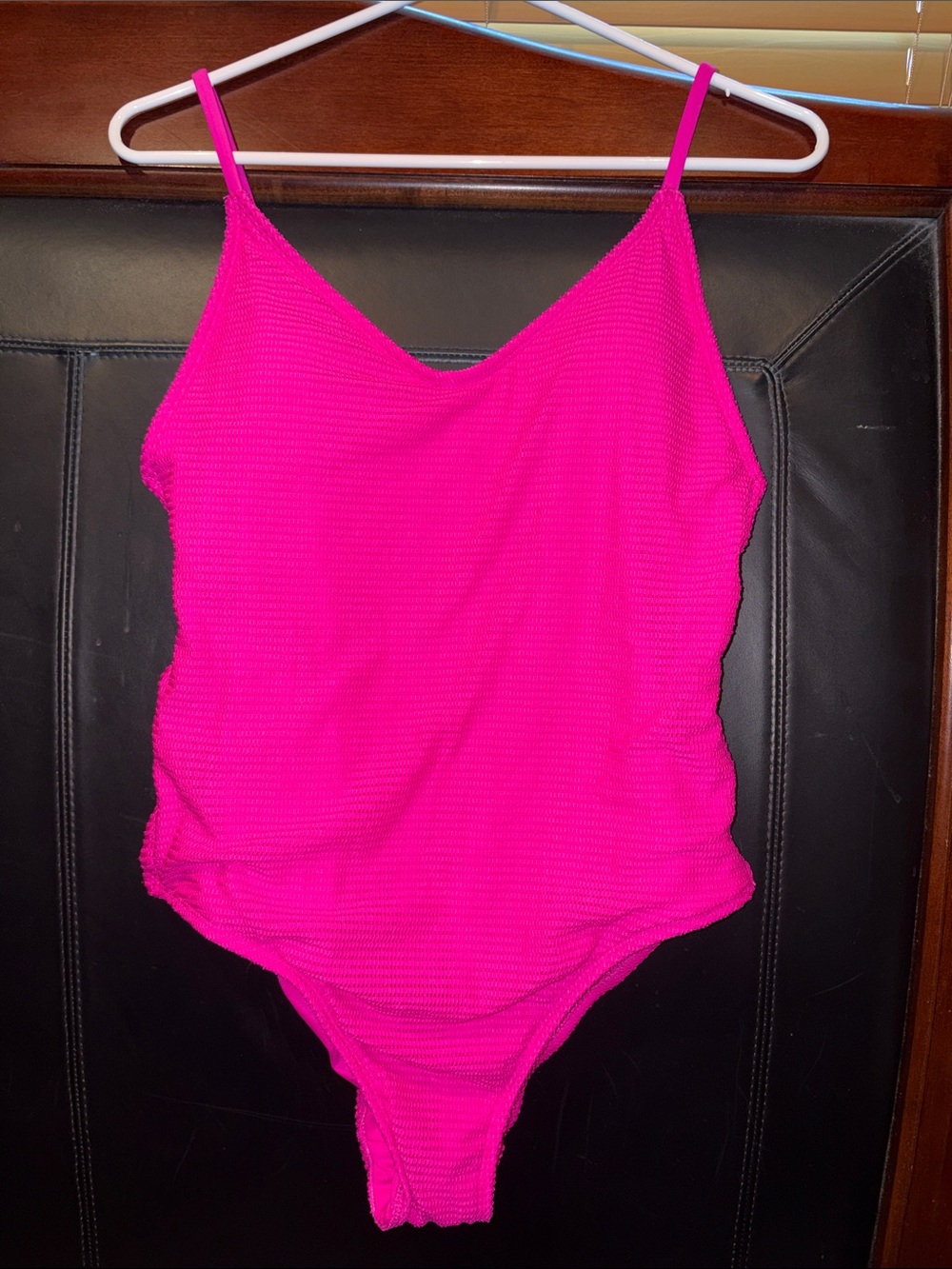Hot Pink Ribbed One-Piece Swimsuit